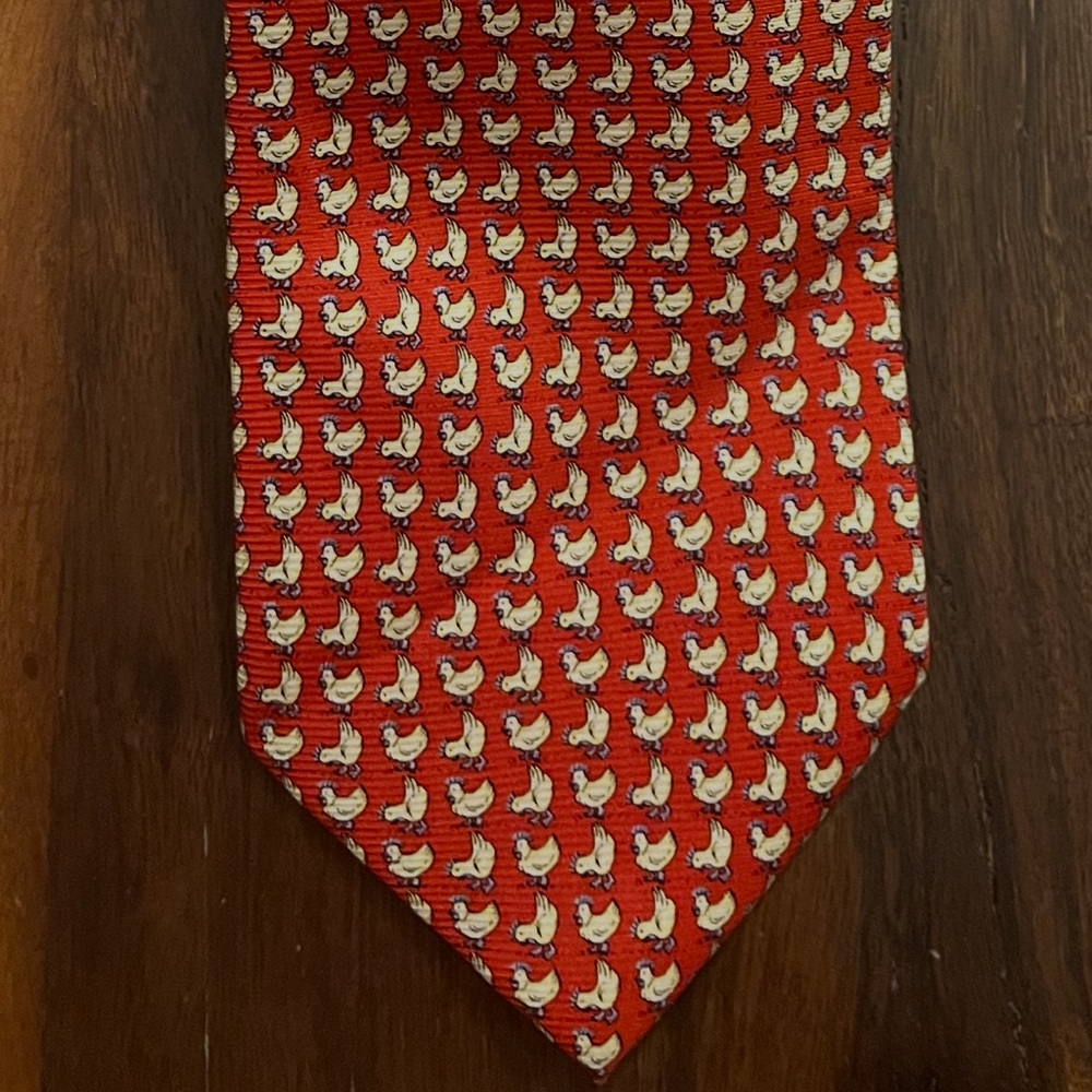 Vintage Creazioni Tucci Firenze Italian Silk Rooster Print Tie 🐓